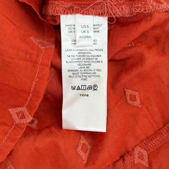 PILCRO Anthropologie Embroidered Tunic Top Rust Orange - Picture 8 of 9